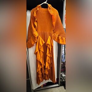 One Size Ruffle Burnt Orange Dress